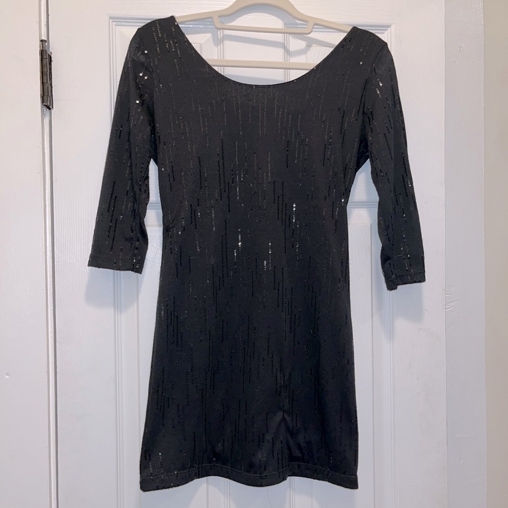 Black sequin party dress. 5th Culture, size medium, low back